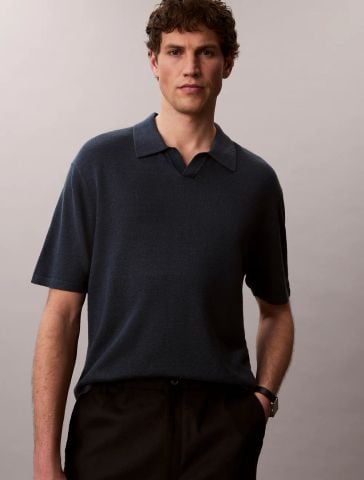 Calvin Klein - Áo Thun Có Cổ Nam Linen Blend Polo Sweater