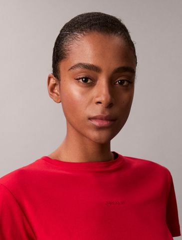 Calvin Klein - Áo thun thời trang nữ Nano Logo Supima Cotton Tee
