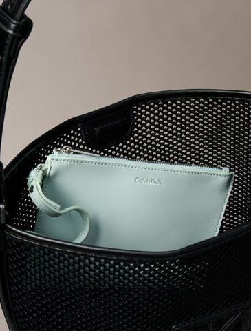 Calvin Klein - Túi Đeo Vai Nữ Mesh Emblem Logo Bucket Bag With Pouch