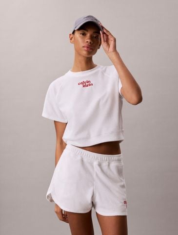 Calvin Klein - Áo Thun Tay Ngắn Nữ Towel Terry Cropped Short Sleeve Top