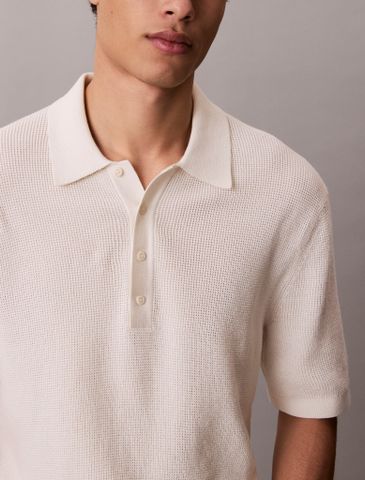 Calvin Klein - Áo Thun Có Cổ Nam Cotton Waffle Knit Polo Shirt