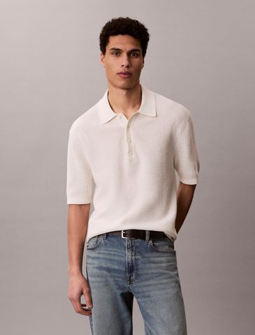 Calvin Klein - Áo Thun Có Cổ Nam Cotton Waffle Knit Polo Shirt