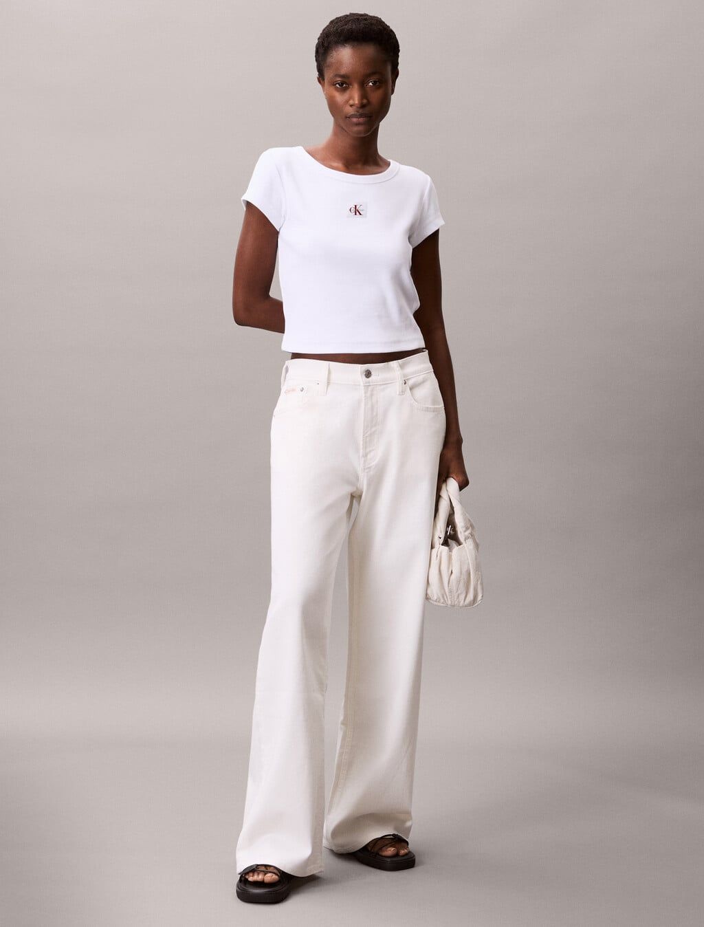 Calvin Klein - Áo thun thời trang nữ Cotton Stretch Rib Baby Tee