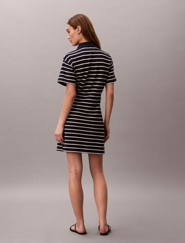 Calvin Klein - Đầm Nữ Cotton Piqué Stripe Polo Dress