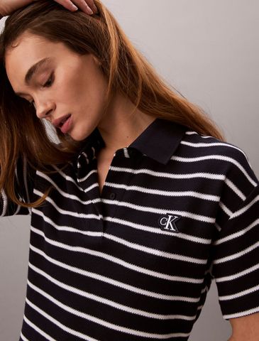 Calvin Klein - Đầm Nữ Cotton Piqué Stripe Polo Dress