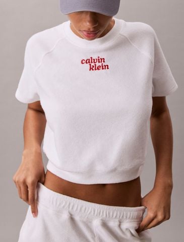 Calvin Klein - Áo Thun Tay Ngắn Nữ Towel Terry Cropped Short Sleeve Top