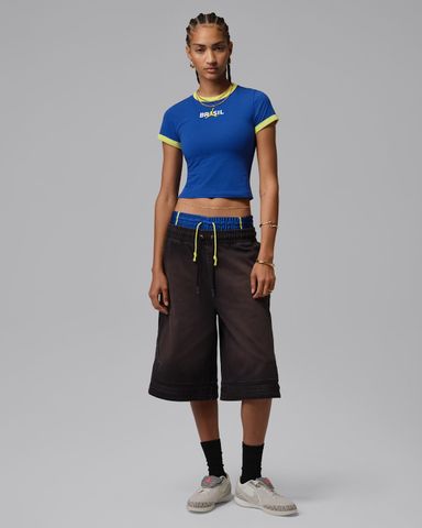 Nike - Áo Tay Ngắn Thể Thao Nữ Jordan Women's Graphic Brazil Crew-Neck Top