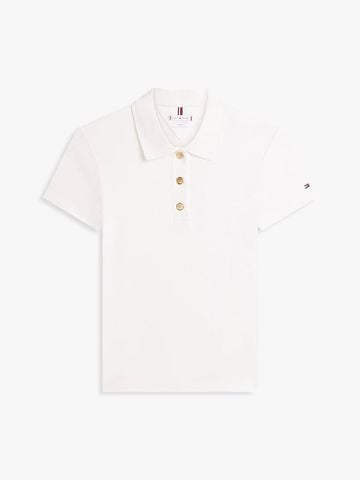 Tommy Hilfiger - Áo Polo Nữ Slim Fit Gold-Tone Button Polo Shirt - 3