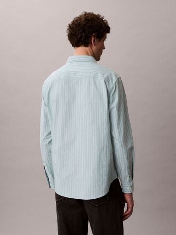 Calvin Klein - Áo Sơ Mi Nam Long Sleeve CK Stripe Washed Oxford