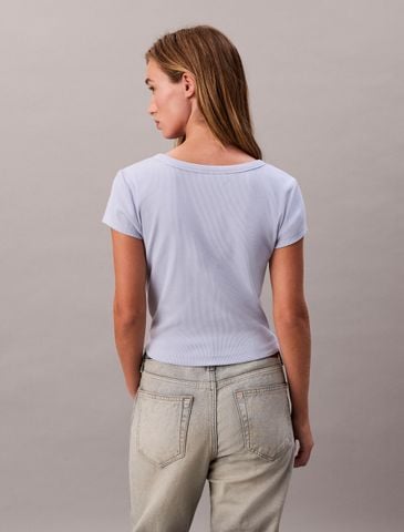 Calvin Klein - Áo thun dệt kim nữ Cotton Stretch Rib Baby Tee - 2