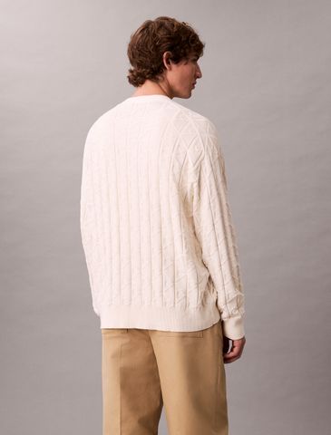 Calvin Klein - Áo khoác len nam Allover Emblem Logo Relaxed Cardigan - 3