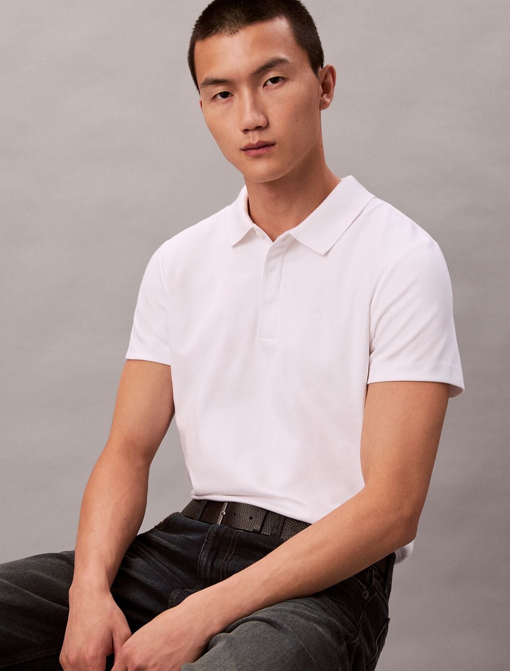 Calvin Klein - Áo polo tay ngắn nam Luxe Slim Polo