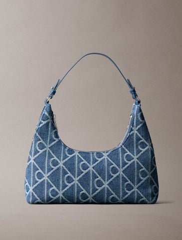 Calvin Klein - Túi Đeo Vai Nữ Denim Allover Emblem Logo Shoulder Bag