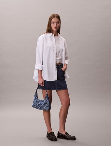 Calvin Klein - Túi Đeo Vai Nữ Denim Allover Emblem Logo Shoulder Bag