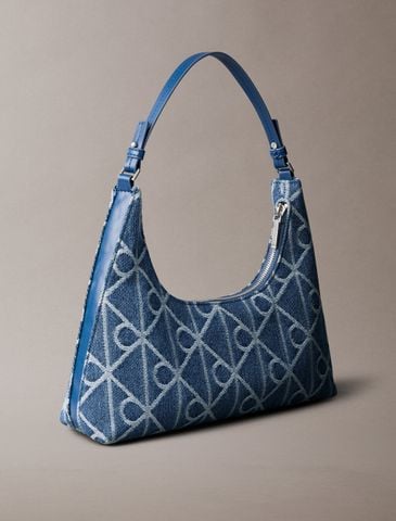 Calvin Klein - Túi Đeo Vai Nữ Denim Allover Emblem Logo Shoulder Bag
