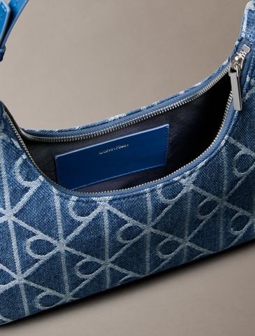 Calvin Klein - Túi Đeo Vai Nữ Denim Allover Emblem Logo Shoulder Bag