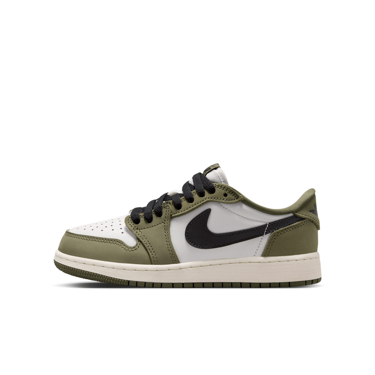 Nike - Giày Thời Trang Nam Big Kids' Air Jordan 1 Low Medium Olive and Summit White