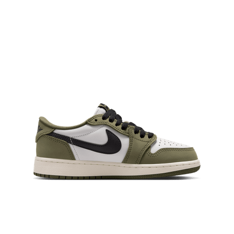 Nike - Giày Thời Trang Nam Big Kids' Air Jordan 1 Low Medium Olive and Summit White