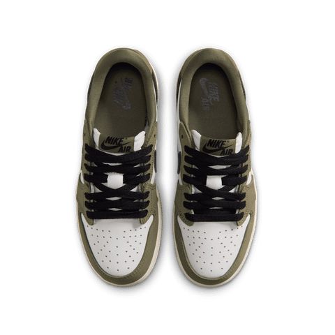 Nike - Giày Thời Trang Nam Big Kids' Air Jordan 1 Low Medium Olive and Summit White