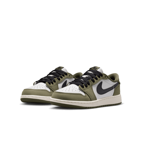 Nike - Giày Thời Trang Nam Big Kids' Air Jordan 1 Low Medium Olive and Summit White