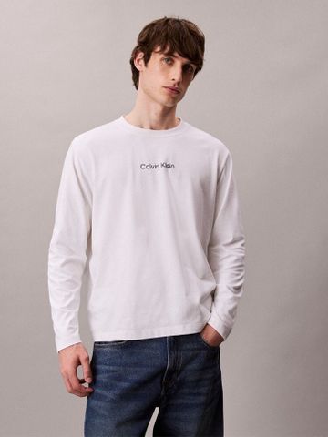 Calvin Klein - Áo Thun Tay Dài Nam Long Sleeve Relaxed Standard Logo Crewneck