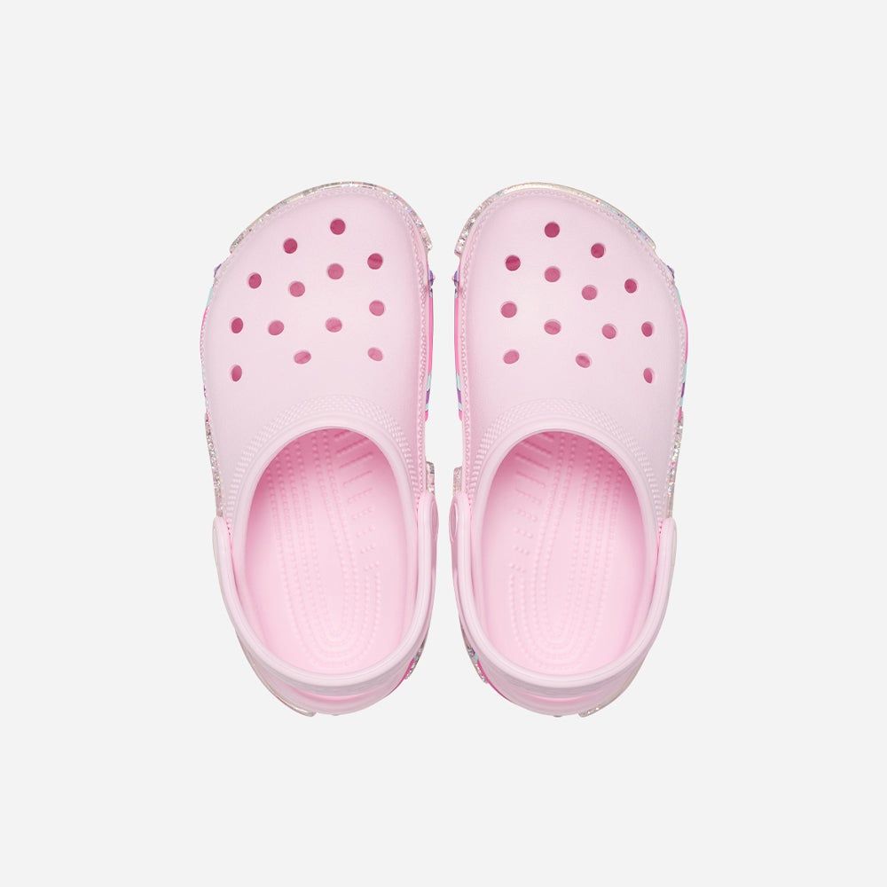Crocs - Xăng đan trẻ em Classic Star Sparkle Shaker Clog Pink Milk Lifestyle