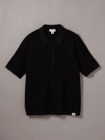 Calvin Klein - Áo Thun Có Cổ Nam Smooth Cotton Waffle Sweater Polo Shirt