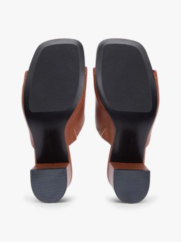 Tommy Hilfiger - Giày Thời Trang Nữ TH Monogram Leather Block Heel Mules