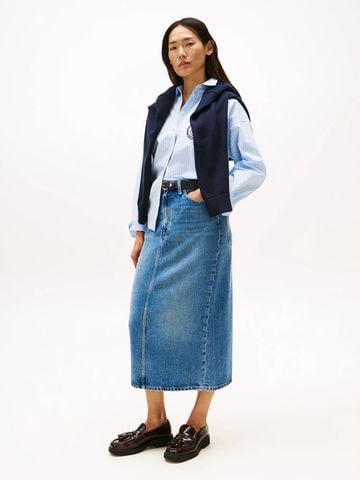 Tommy Hilfiger - Váy jeans nữ High Rise Straight Denim Midi Skirt - 3