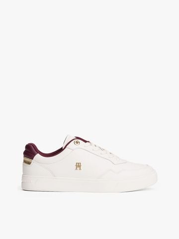 Tommy Hilfiger - Giày nữ Leather TH Monogram Plaque Court Trainers