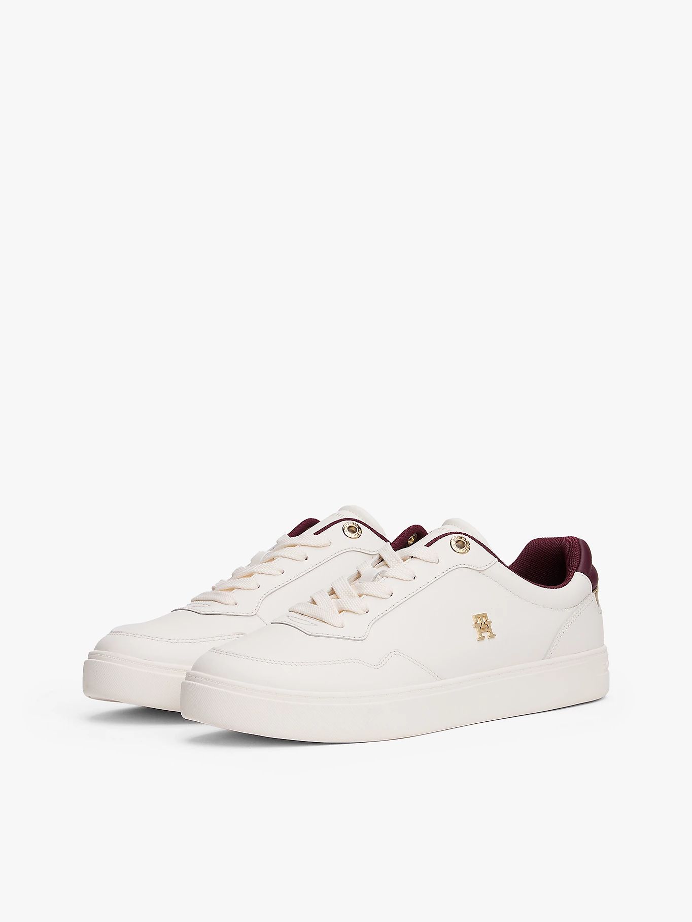 Tommy Hilfiger - Giày nữ Leather TH Monogram Plaque Court Trainers