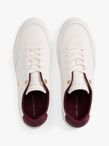 Tommy Hilfiger - Giày nữ Leather TH Monogram Plaque Court Trainers