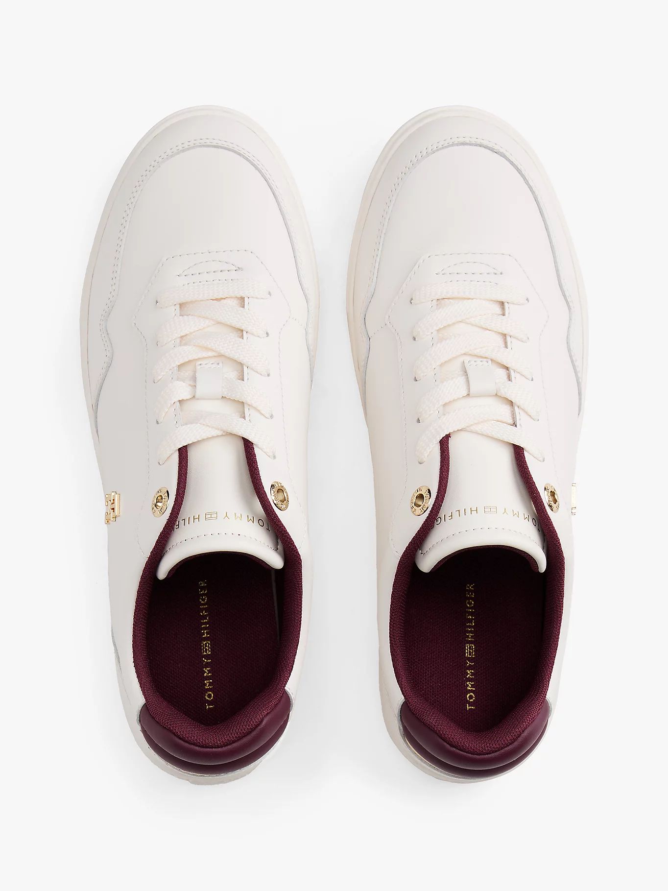 Tommy Hilfiger - Giày nữ Leather TH Monogram Plaque Court Trainers