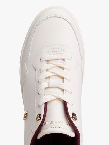 Tommy Hilfiger - Giày nữ Leather TH Monogram Plaque Court Trainers