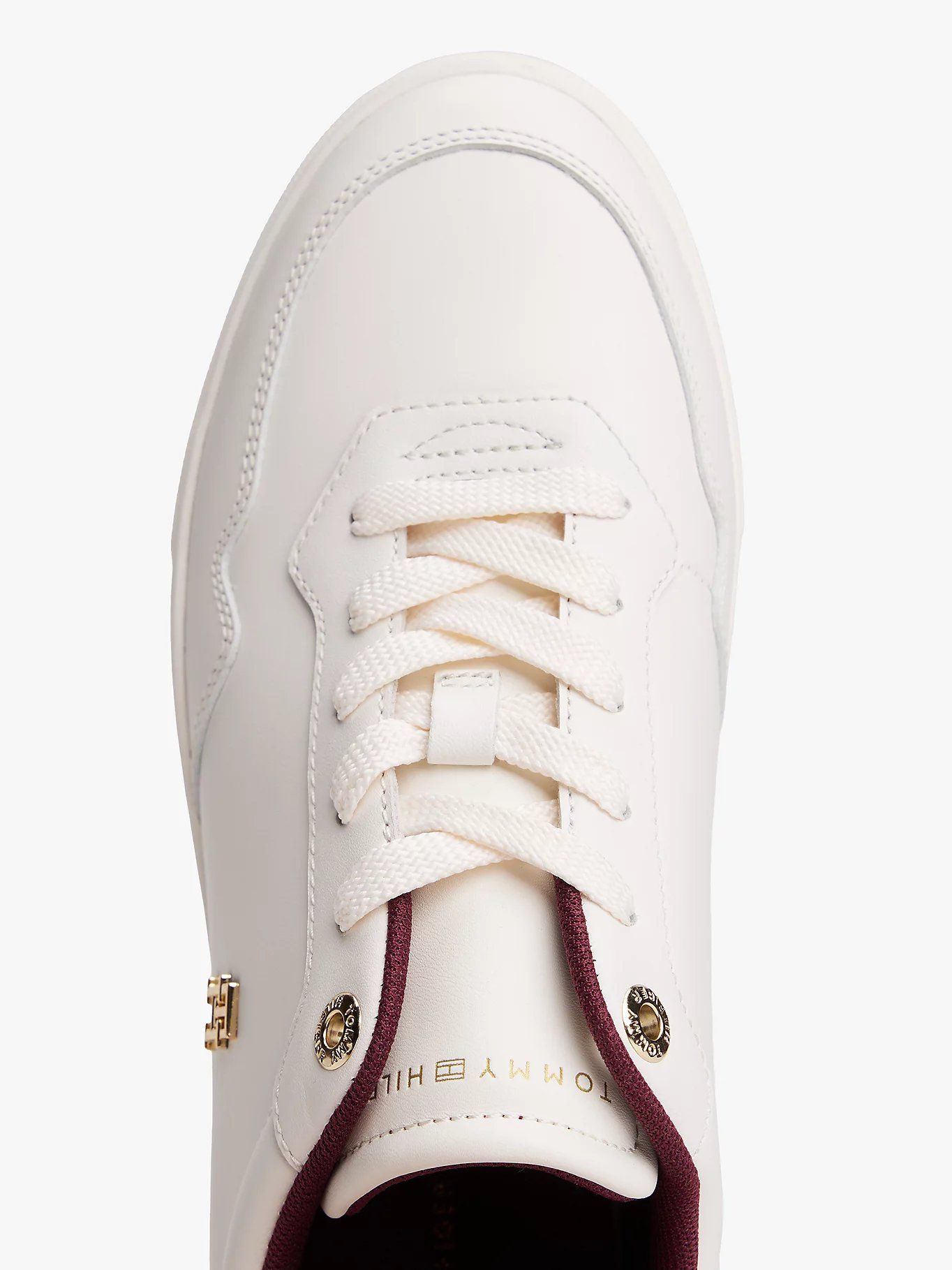 Tommy Hilfiger - Giày nữ Leather TH Monogram Plaque Court Trainers