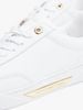 Tommy Hilfiger - Giày nữ Leather Gold-Tone Trim Court Trainers