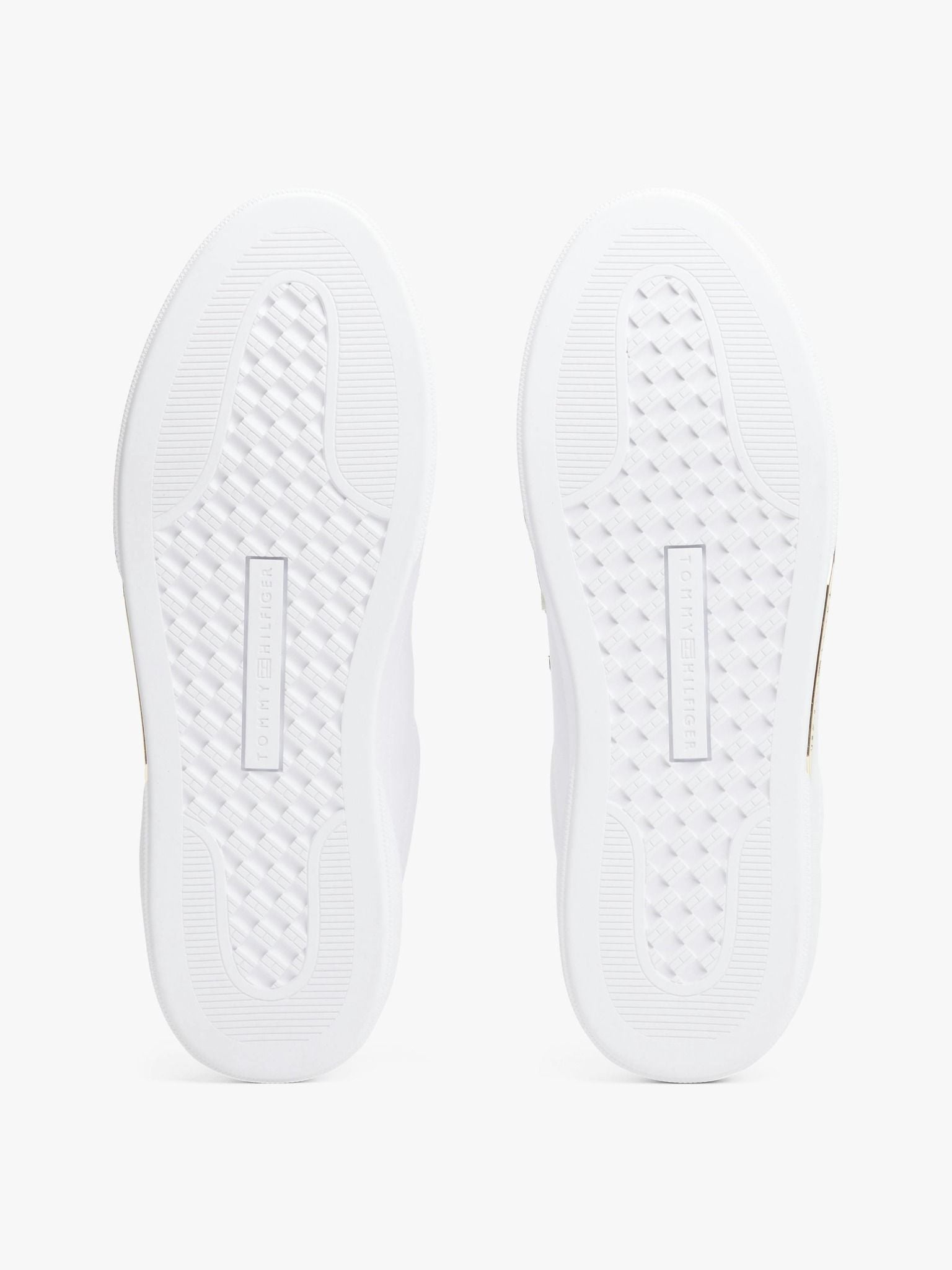 Tommy Hilfiger - Giày nữ Leather Gold-Tone Trim Court Trainers