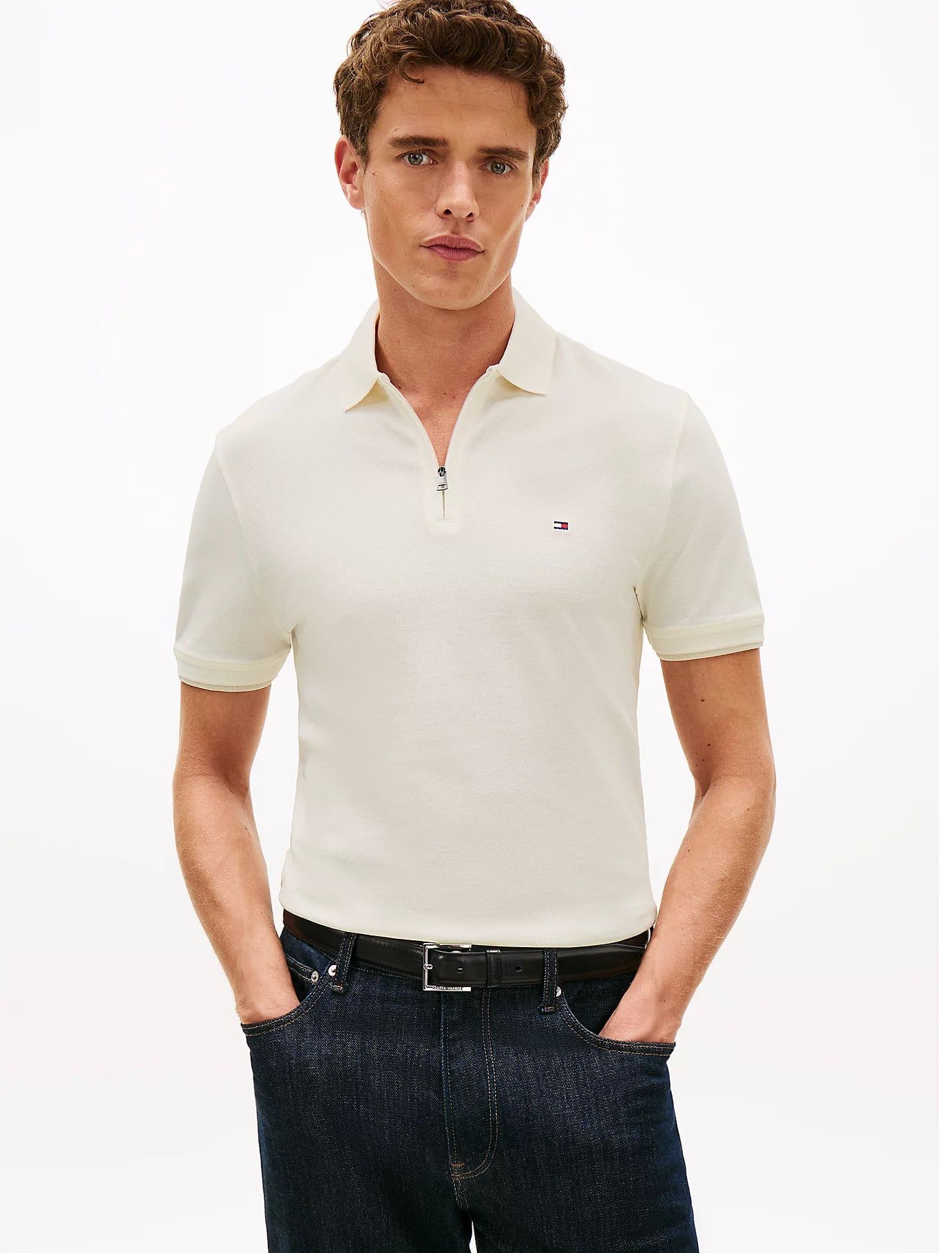 Tommy Hilfiger - Áo thun có cổ polo tay ngắn nam Regular Zip Placket Pique Polo Shirt