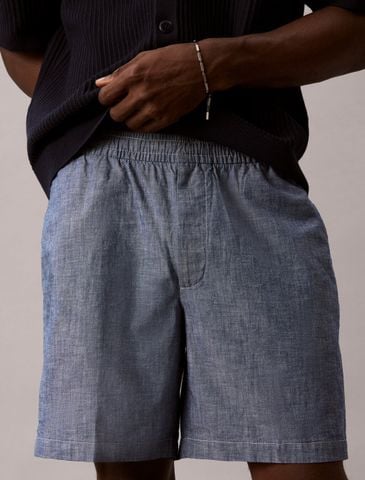 Calvin Klein - Quần Kaki Ngắn Nam Cotton Chambray Drawstring Shorts