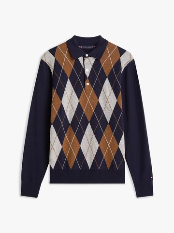 Tommy Hilfiger - Áo len tay dài nam Argyle Rugby Collar Jumper