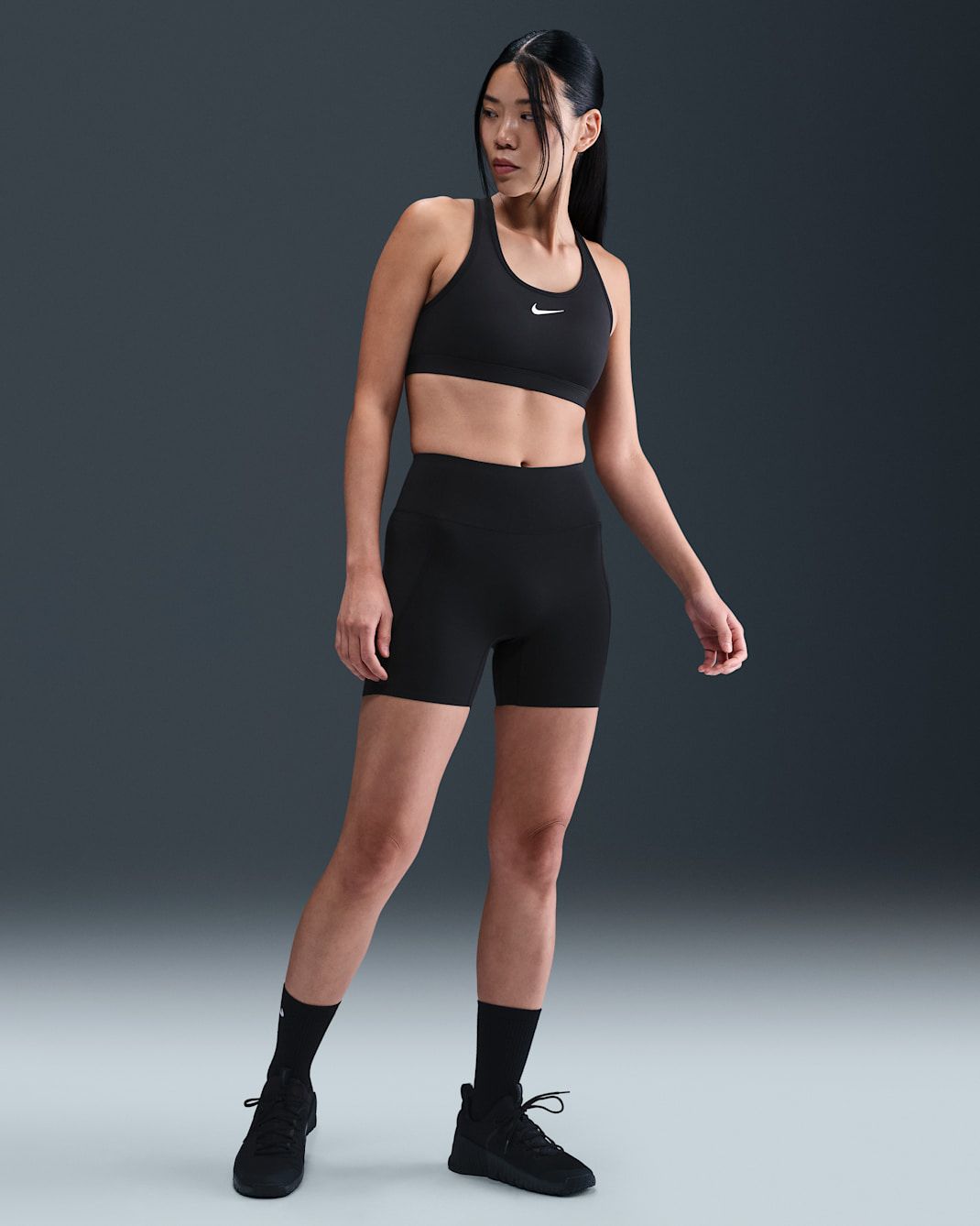Nike - Quần lửng ống bó thể thao Nữ Universa Women's High-Waisted 12.5cm (approx.) Biker Shorts with No Front Seam