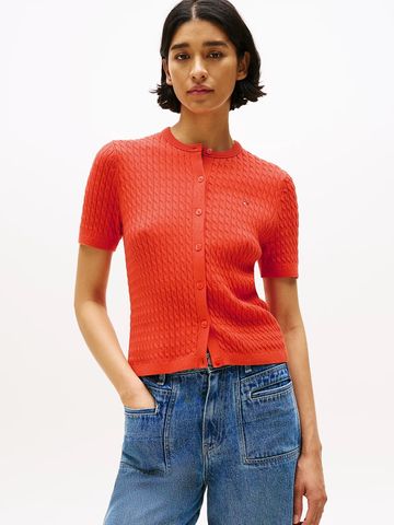 Tommy Hilfiger - Áo khoác len tay ngắn nữ Cable Knit Short Sleeve Cardigan