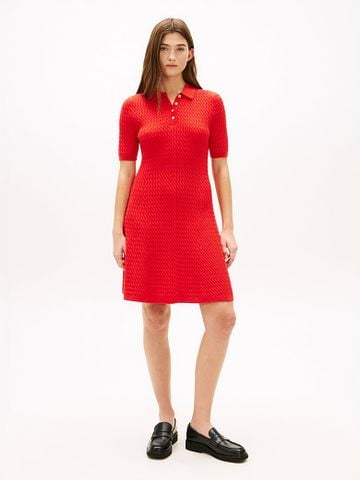 Tommy Hilfiger - Đầm dệt kim Nữ Cable Knit Slim Mini Polo Dress