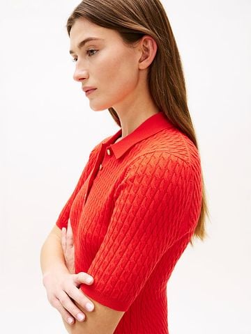 Tommy Hilfiger - Đầm dệt kim Nữ Cable Knit Slim Mini Polo Dress