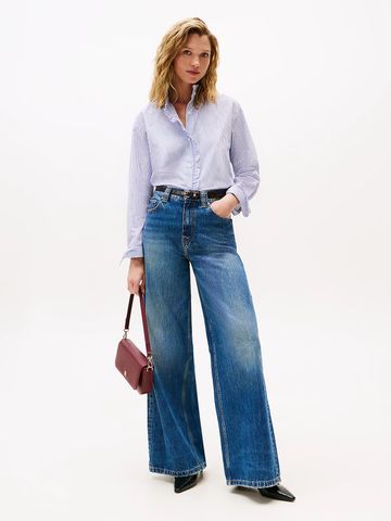 Tommy Hilfiger - Áo sơ mi tay dài nữ Ruffle Collar Poplin Relaxed Fit Shirt