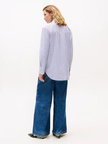 Tommy Hilfiger - Áo sơ mi tay dài nữ Ruffle Collar Poplin Relaxed Fit Shirt