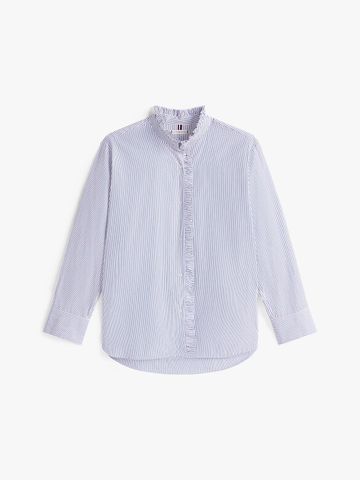 Tommy Hilfiger - Áo sơ mi tay dài nữ Ruffle Collar Poplin Relaxed Fit Shirt