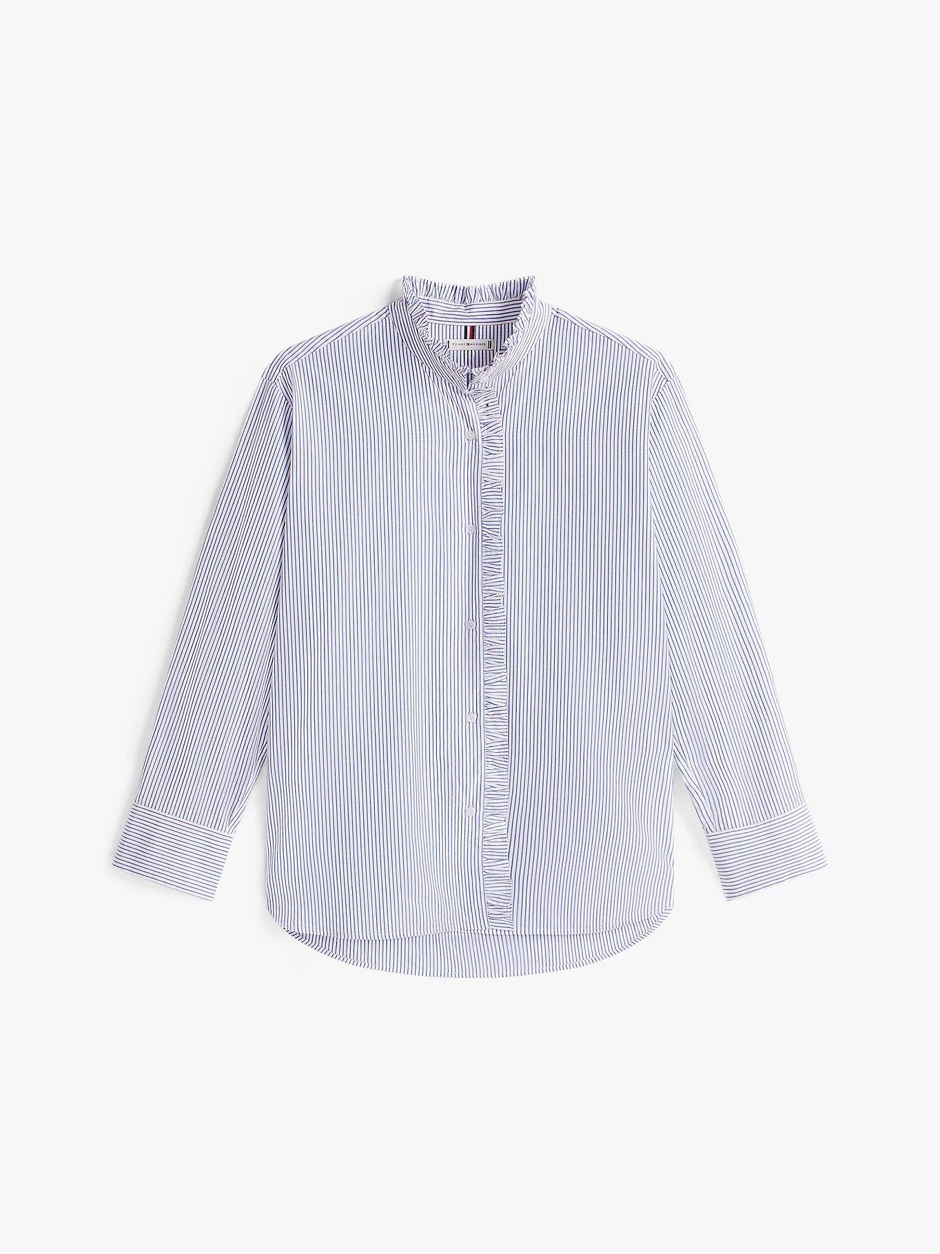 Tommy Hilfiger - Áo sơ mi tay dài nữ Ruffle Collar Poplin Relaxed Fit Shirt