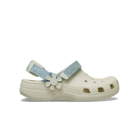 Crocs - Giày Trẻ Em Classic Clog K Denim Flower Summit White