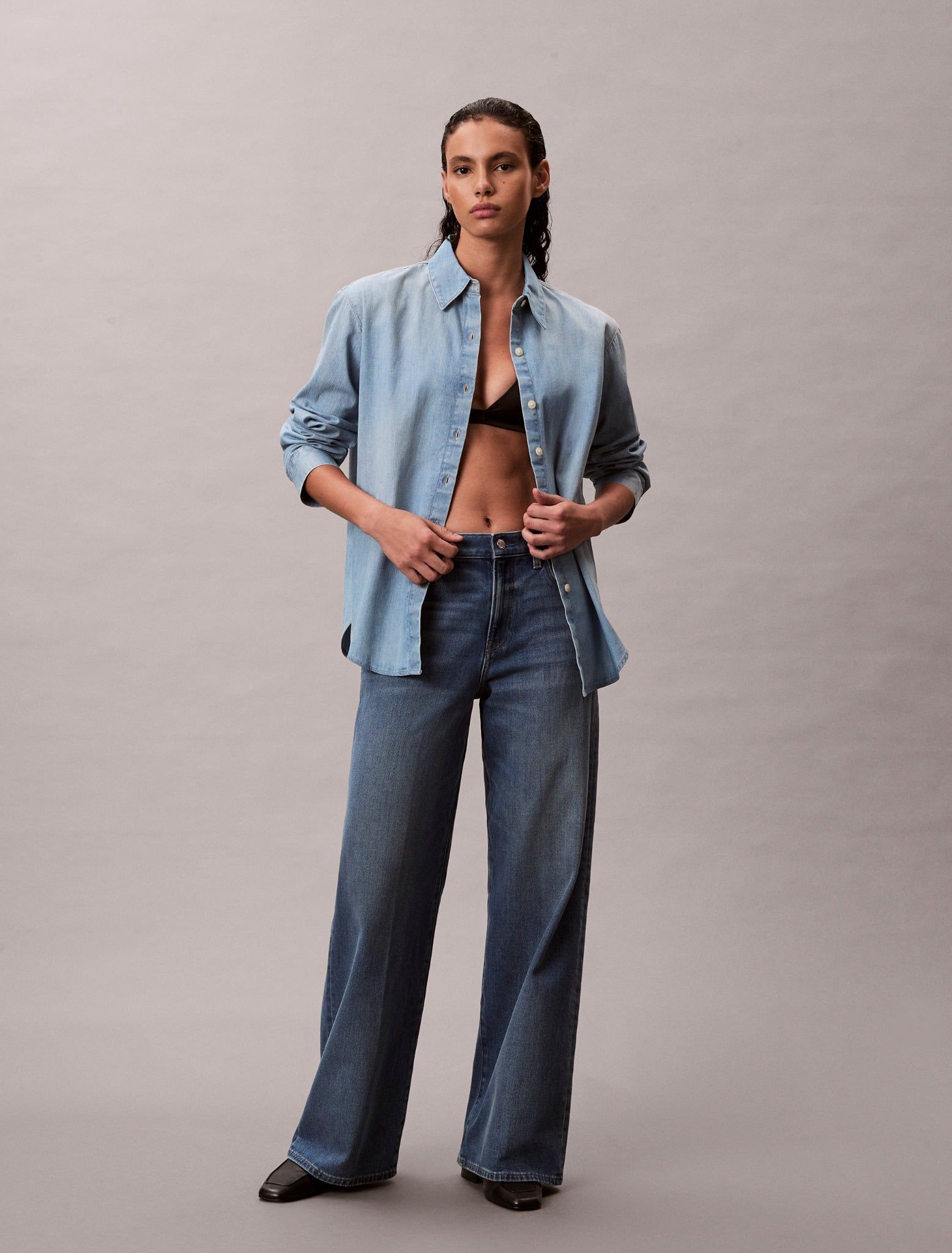 Calvin Klein - Quần jeans ống rộng nữ Wide Leg 37.5 Jeans